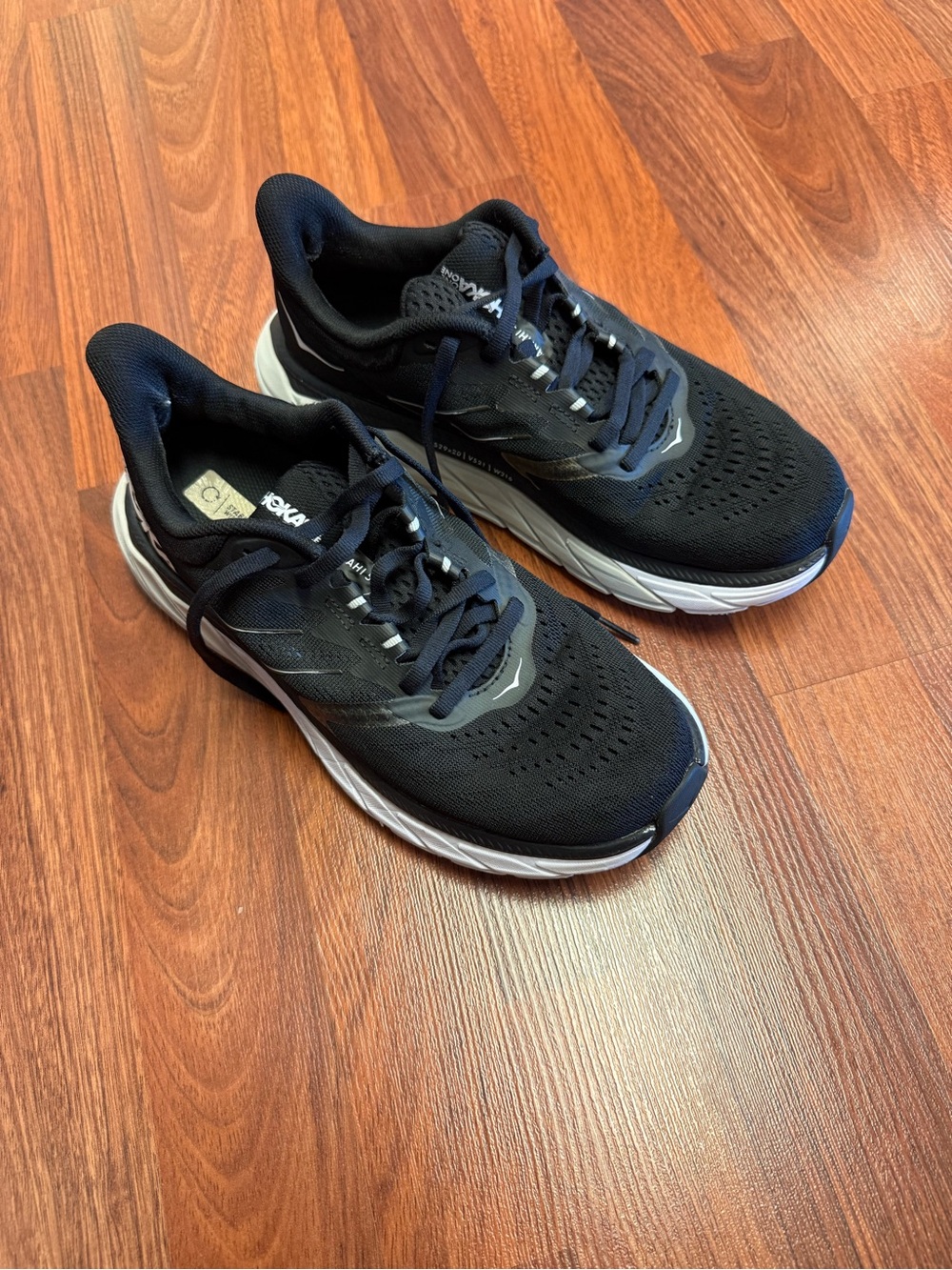 Hoka Men's Black and White Neutral Cushion Running Shoes